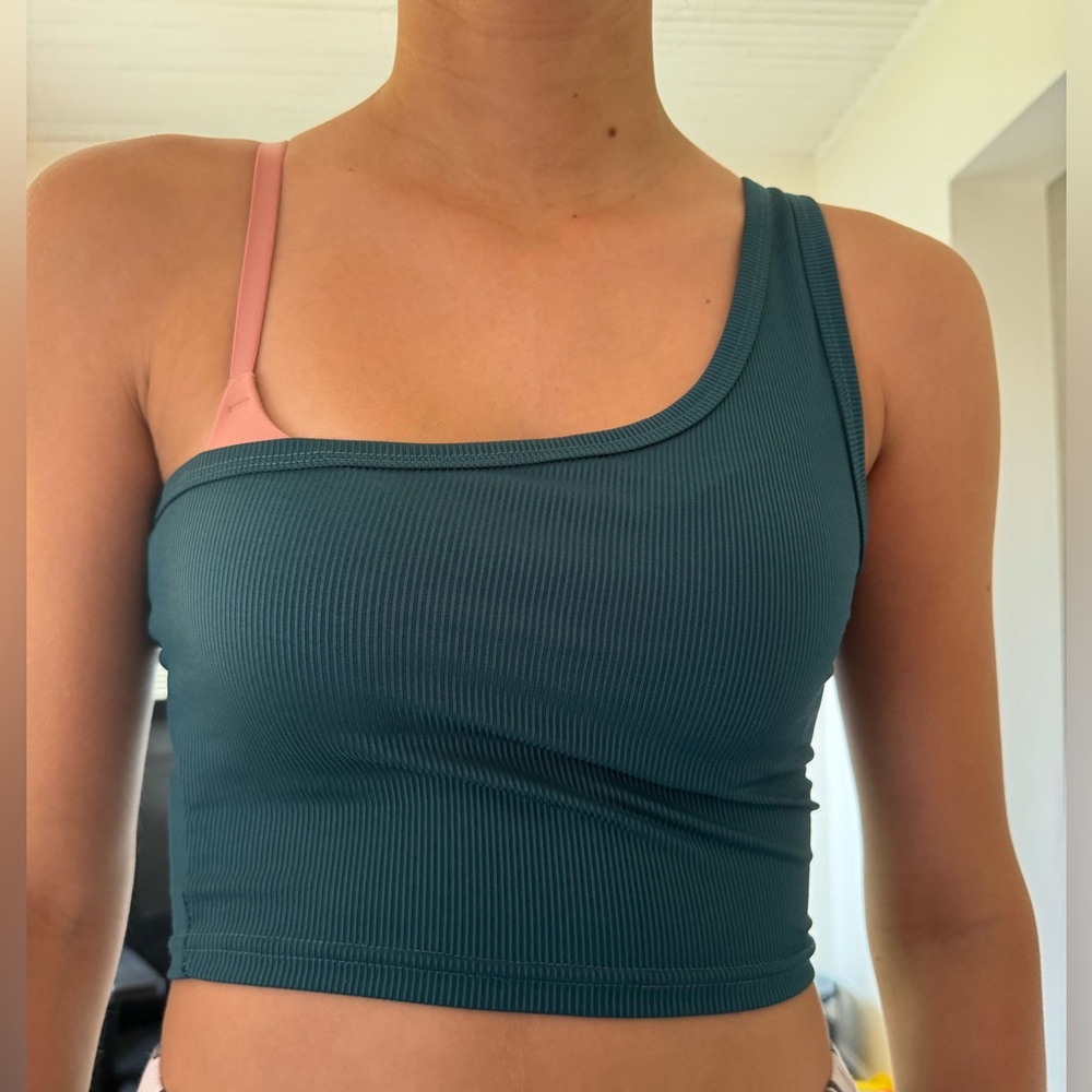 Temu green off the shoulder cropped shirt size S
